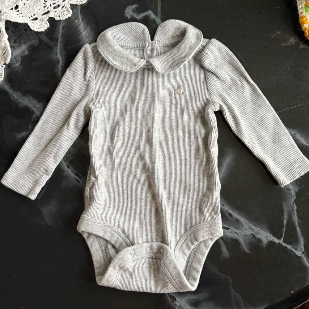 GAP Gray Bodysuit with Peter Pan Collar